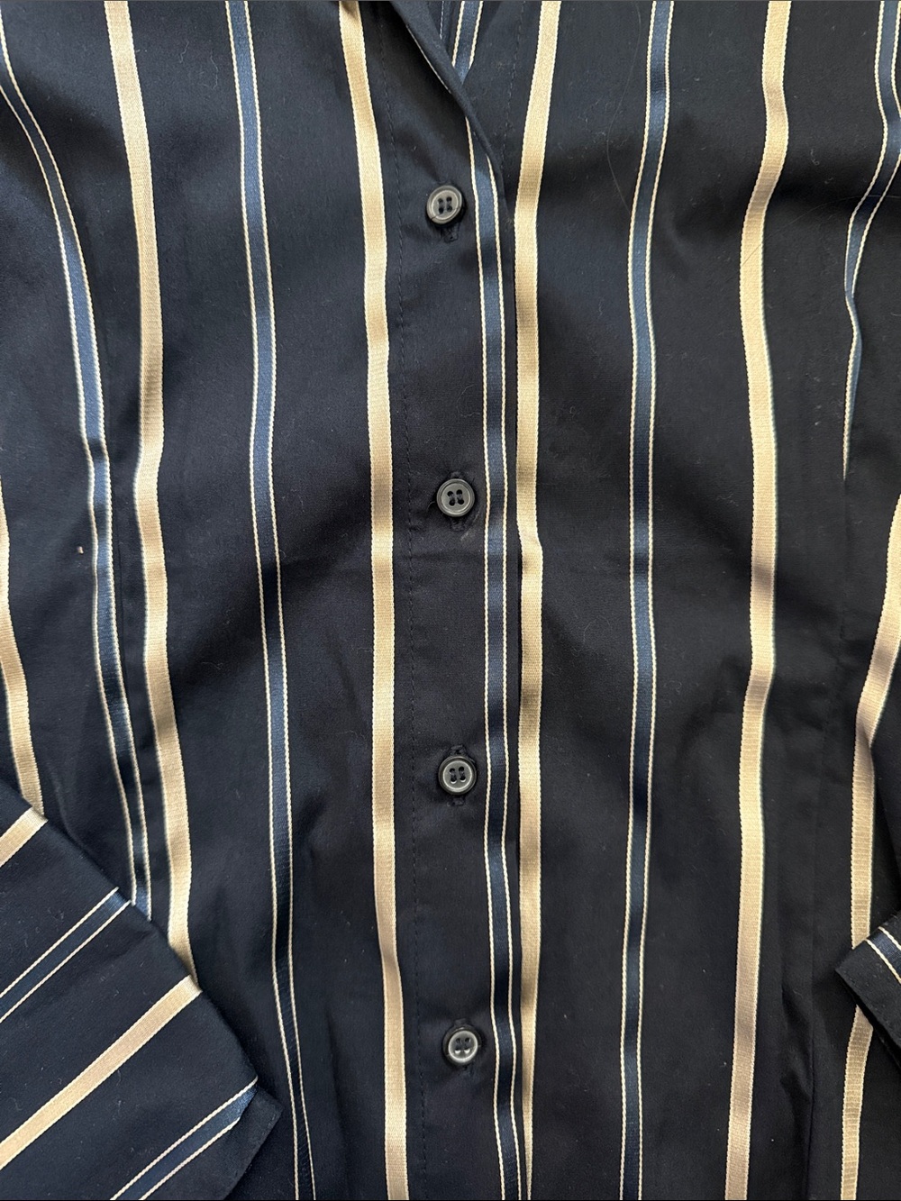 New York & Company - Women's Navy Stripe Button-Up Shirt - Picture 6 of 8